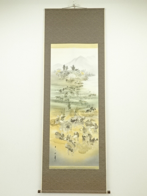 JAPANESE HANGING SCROLL / HAND PAINTED / LANDSCAPE 